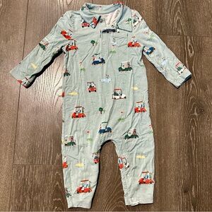 Angel Dear Green Golf Cart Print Baby Romper